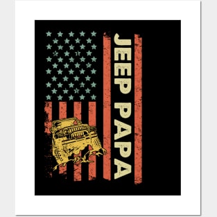 Jeep Papa American Flag Jeep Father's Day Jeep Gift Jeep Papa America Jeep 4th of July Posters and Art